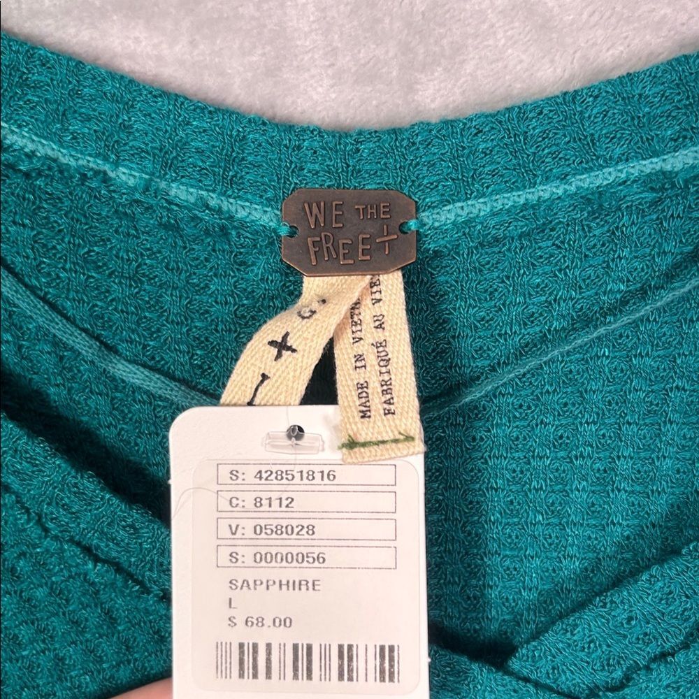 Free People Teal V-Neck Long Sleeve Tunic - Picture 4 of 12